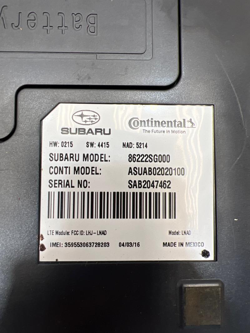 2016 - 2018 Subaru Forester Telematics Control Module OEM 86222SG000