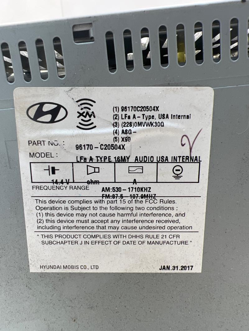 2015 2016 2017 Hyundai Sonata Radio Receiver w/o Nav 2.4L OEM 96170C2050