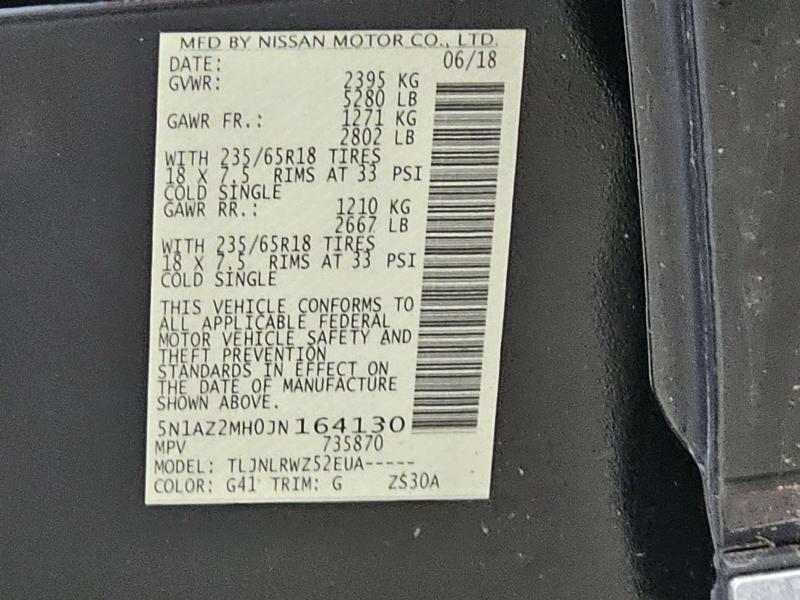 2018 Nissan Murano Rear Seat Belt