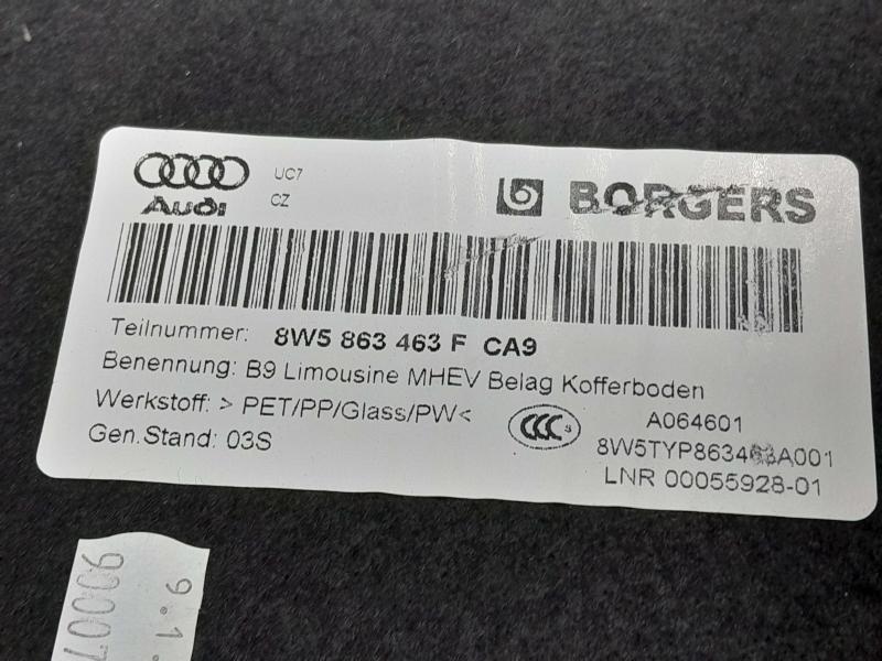 2017-2018 Audi A4 Spare Tire Compartment Cover Black Genuine OEM 8W5863463DCA9