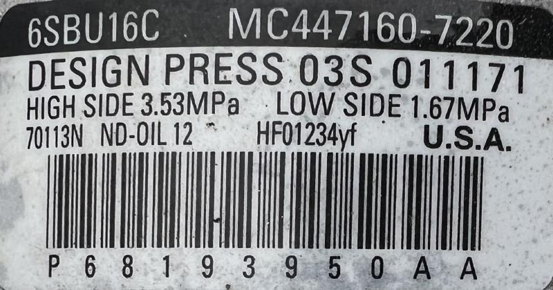 2015 Dodge Dart A/C Air Compressor