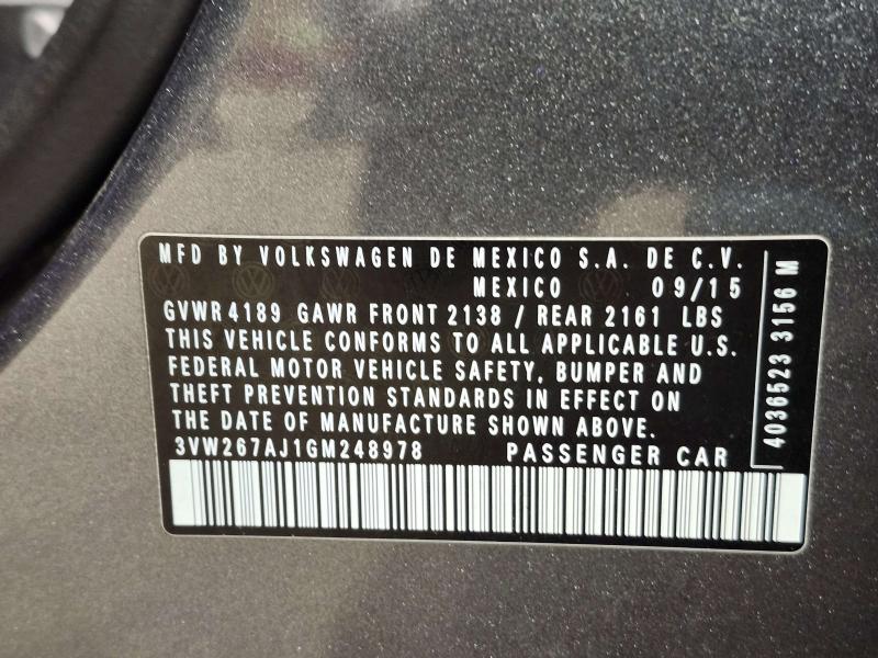 2016 Volkswagen Jetta Center Pillar