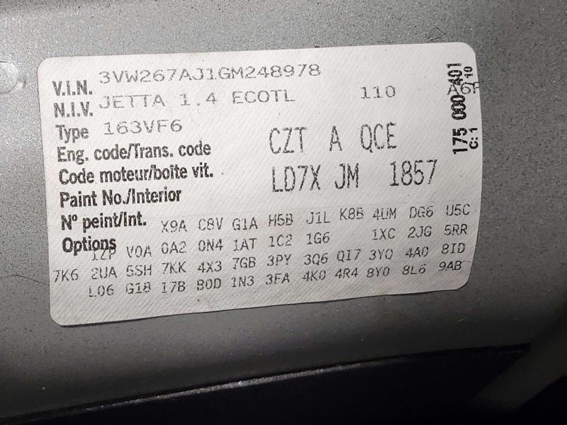 2016 Volkswagen Jetta Center Pillar