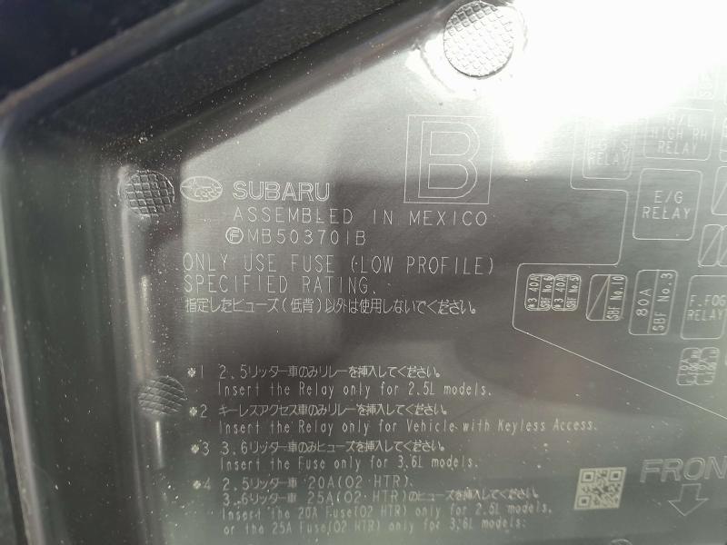 2015 Subaru Legacy Engine Fuse Box