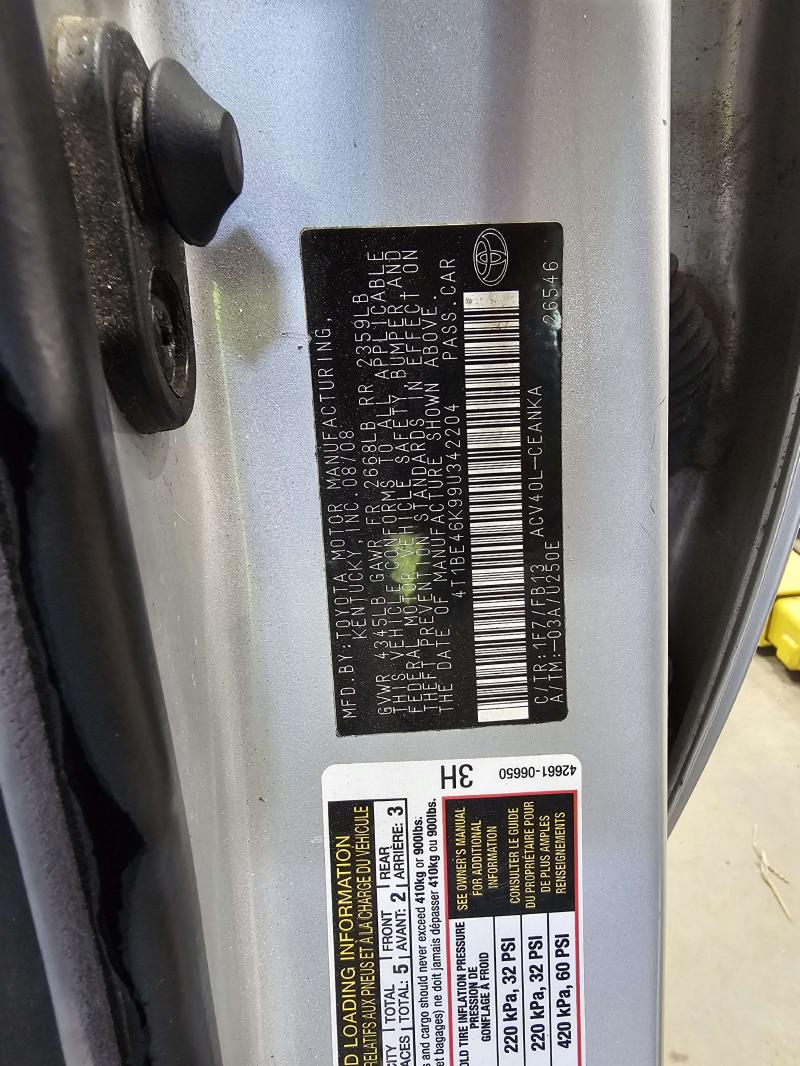 2009 Toyota Camry Headlamp Assembly