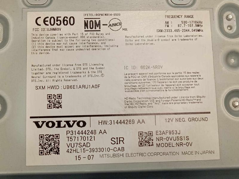 2016-2019 Volvo XC90 Radio Receiver Head Unit Assembly Genuine OEM 31444269