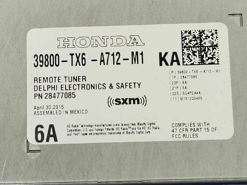 2016-2018 Acura ILX SXM Satellite Radio Remote Tuner Module OEM 39800TX6A71