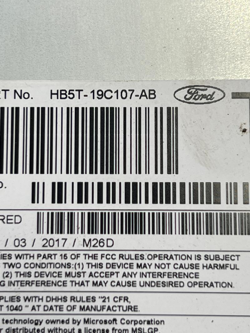 2017 - 2019 Ford Explorer Radio Receiver AM FM Single CD OEM HB5T-19C107-AB