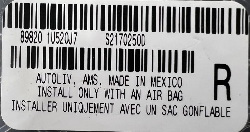 2012 Kia Sorento Rear Seat Belt