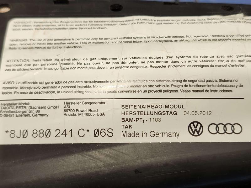 2012 Audi TT Air Bag