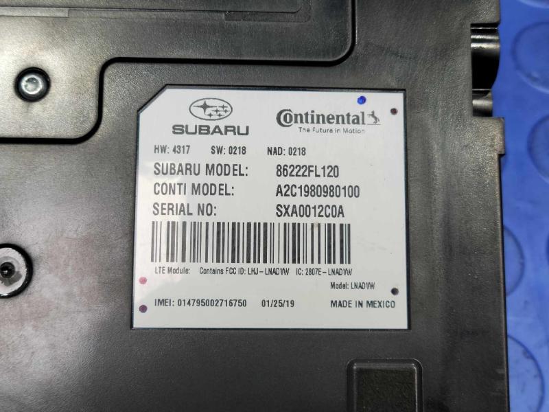 2019 Subaru XV Crosstrek Telematics Communications Module OEM 86222FL120