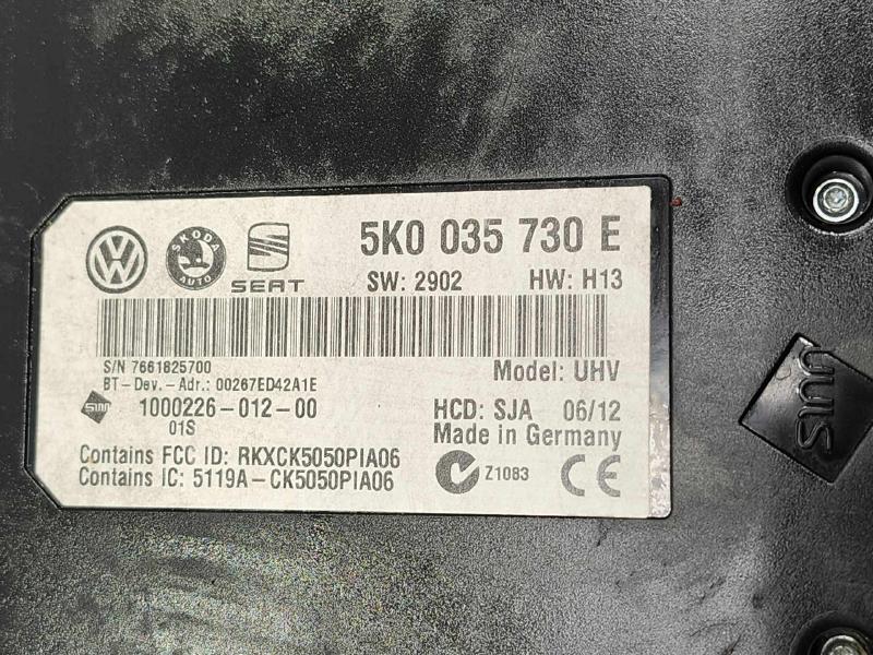 2011-2012 Volkswagen Jetta Interface Box Communications Control Module OEM 5K0035730E