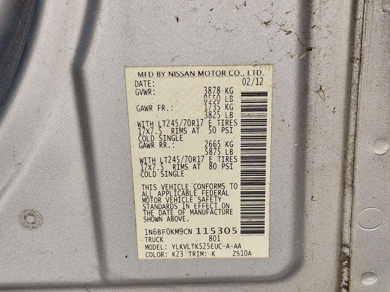 2012 Nissan NV1500 Front Seat Belt