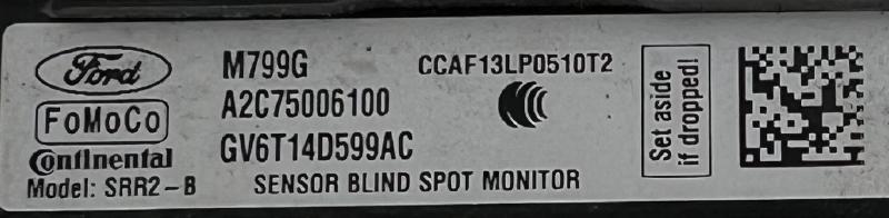2017 - 2019 Ford Escape Blindspot Radar Module LH Driver Side OEM GV6T-14D599-AC