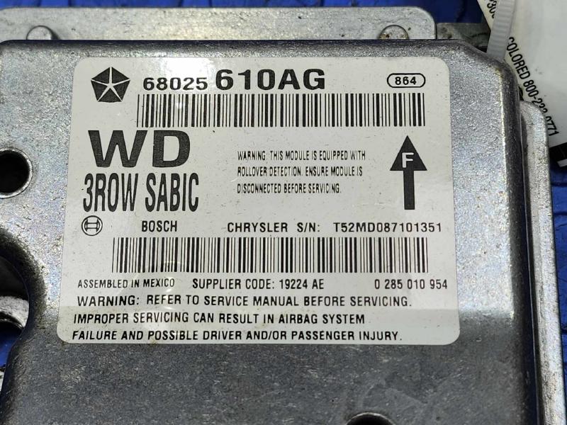 2011 Dodge Durango SRS Restraint Control Module Genuine OEM Part 68025610AG
