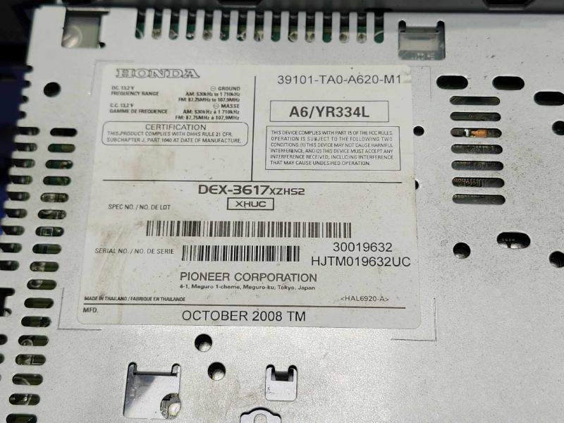 2009 Honda Accord Audio & Visual Equip.(Radio)