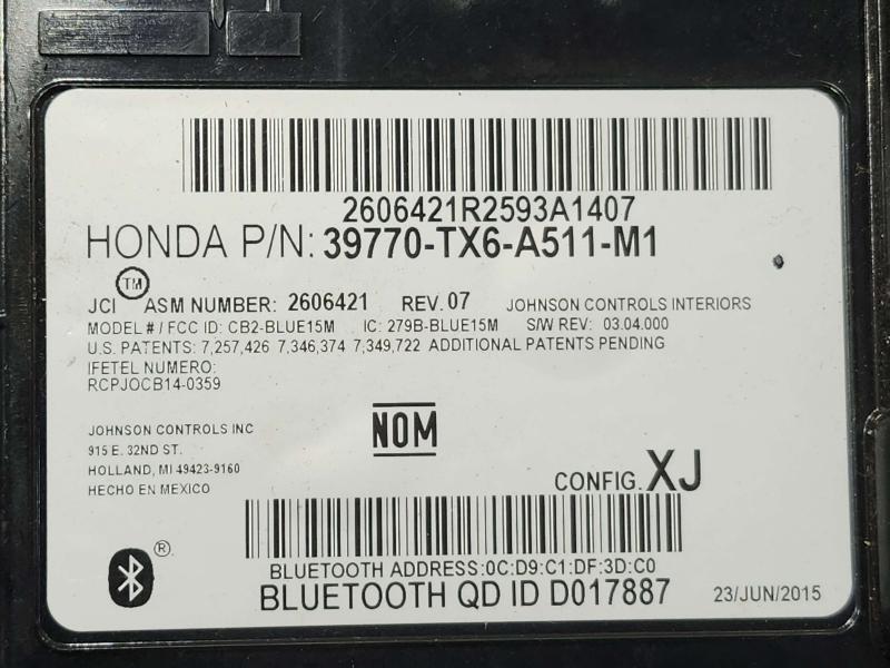 2016 Acura ILX Chassis Brain Box