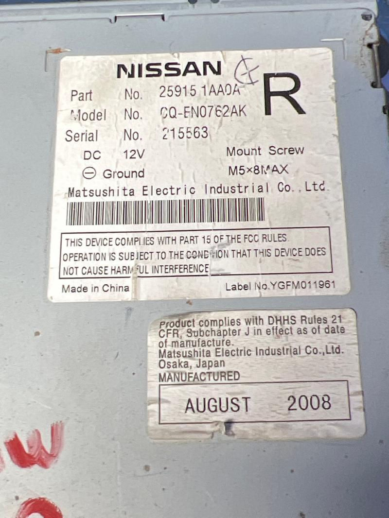 2009 Nissan Murano Audio & Visual Equip.(Radio)