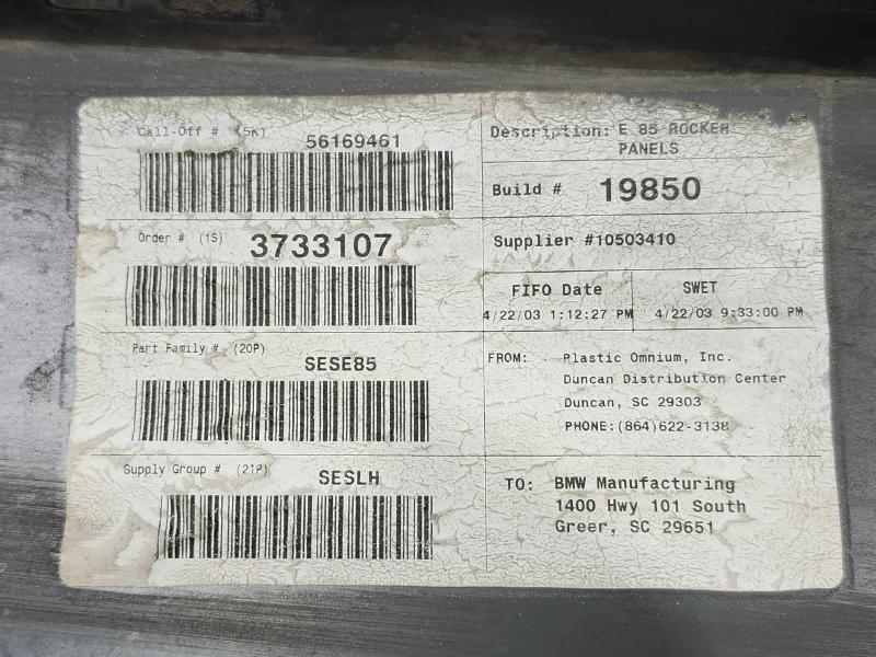 2003 BMW Z4 Rocker Moulding