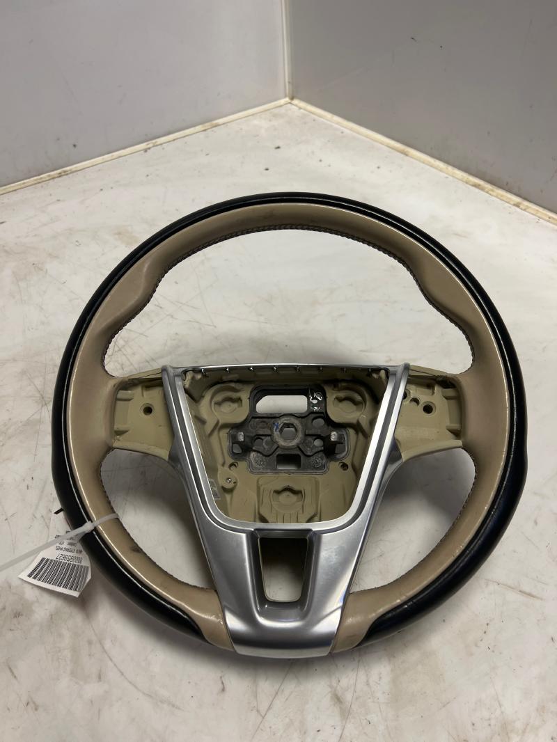 2014 - 2016 Volvo XC60 Steering Wheel Black / Tan Leather w/o Heat w/o Paddles OEM 31332536