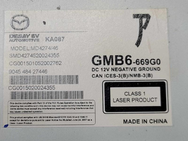 2014-2017 Mazda 6 Compact Disc CD Player Deck Genuine OEM GMB6669G0
