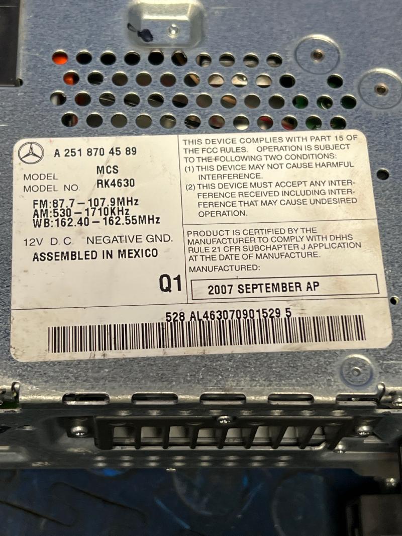 2008 Mercedes R-Class Audio & Visual Equip.(Radio)