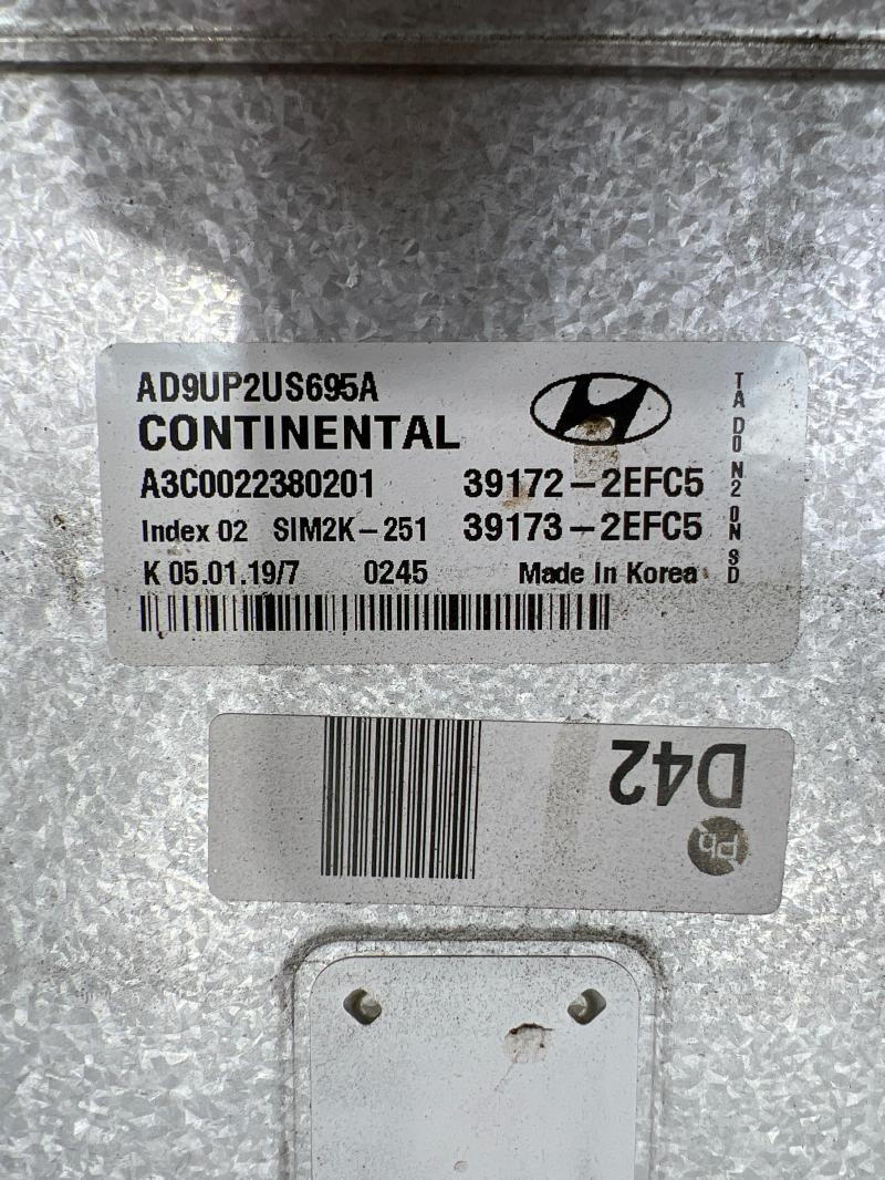 2019 Hyundai Elantra Engine/Motor Brain Box