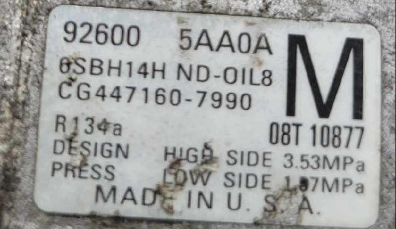 2015 - 2020 Nissan Murano 3.5L AC Compressor Assembly OEM 926005AA0A