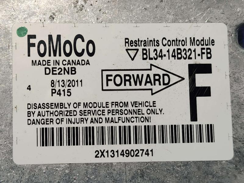 2011 Ford F-150 Crew Cab SRS Restraint Control Module OEM BL3414B321FB