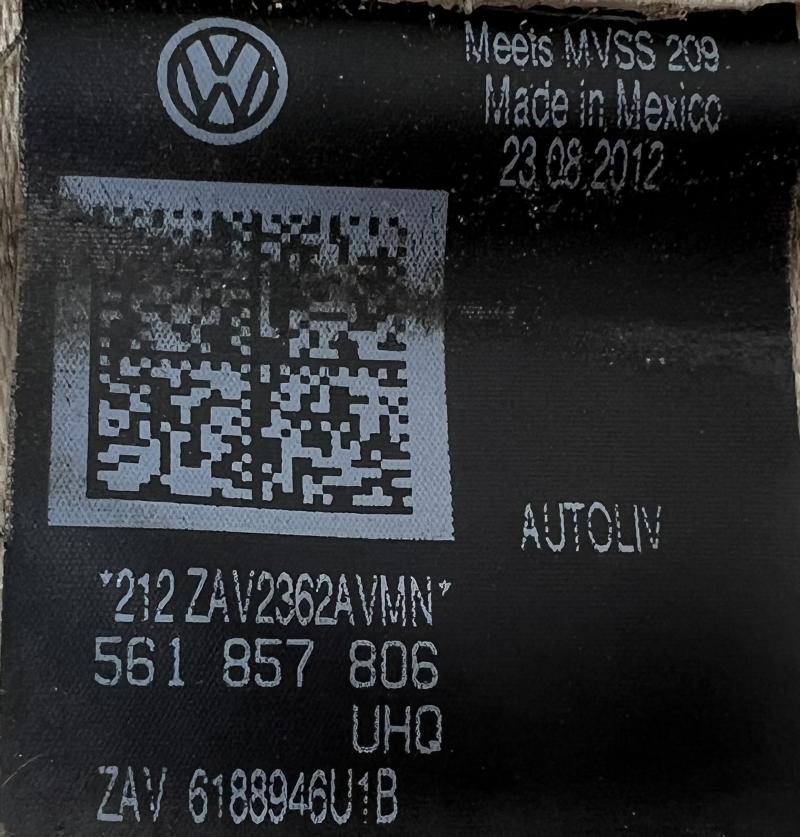 2013 Volkswagen Passat Rear Seat Belt