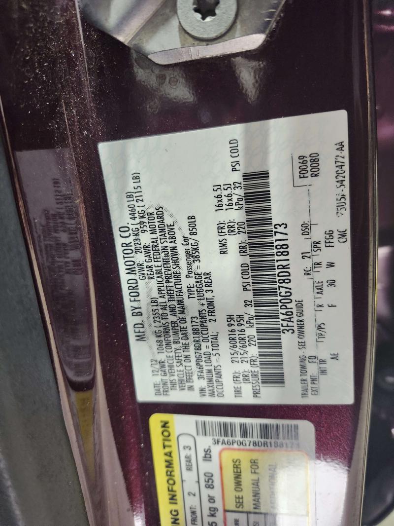 2013 Ford Fusion Center Pillar
