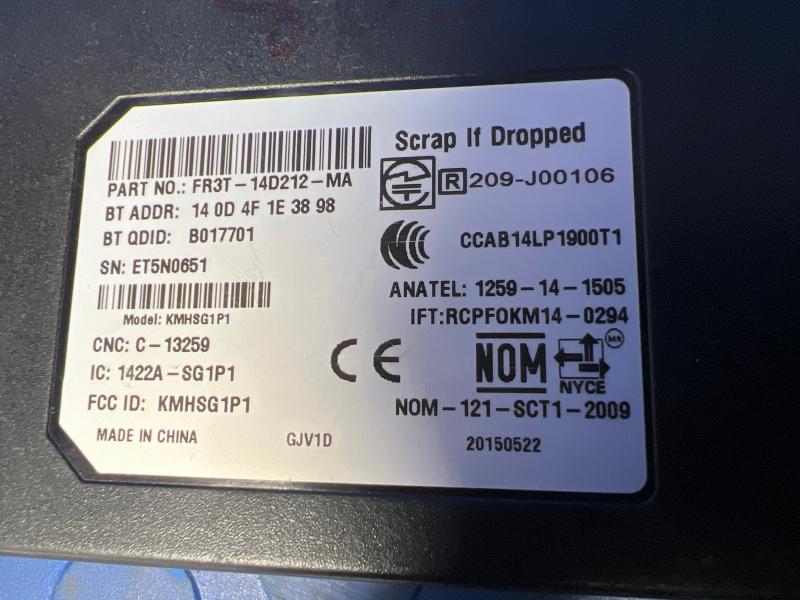 2015-2016 Ford Focus Sync Voice Recognition Control Module OEM FR3T-14D212-MA