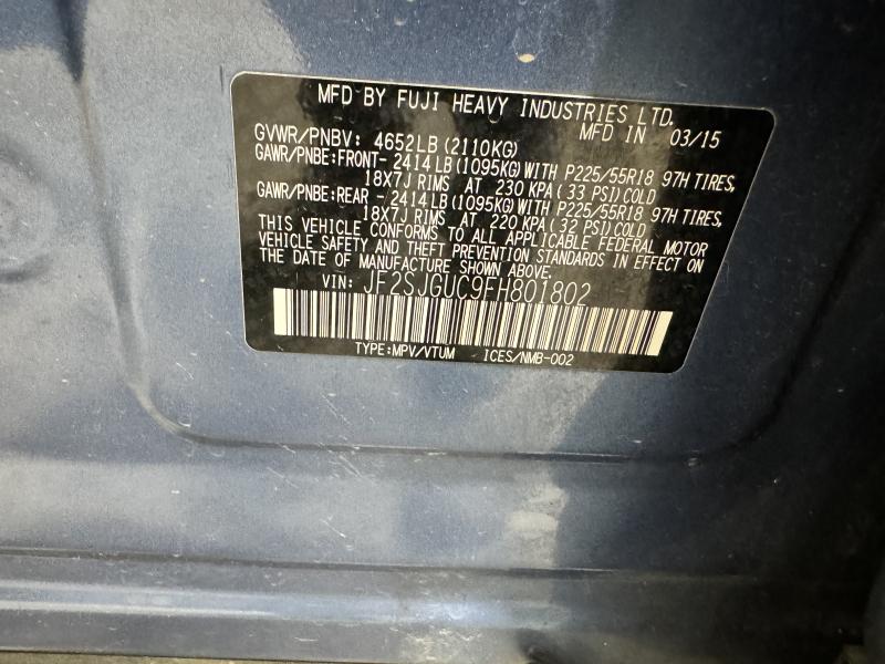 2015 Subaru Forester Air Cond. Evaporator