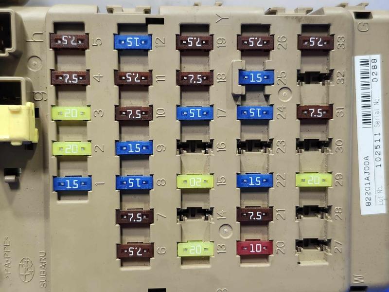 2010-2012 Subaru Outback Cabin Fuse Box Junction Block OEM 82201AJ00A