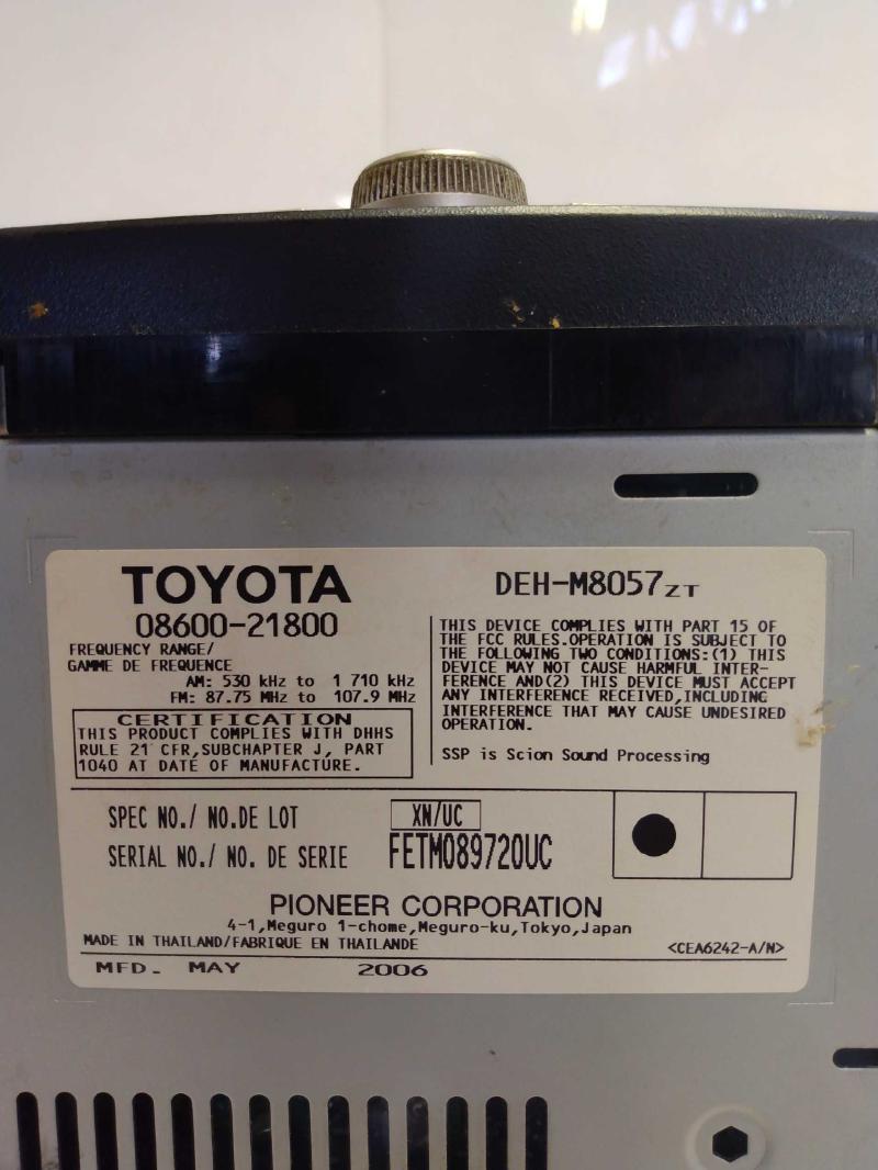 2006 2007 Scion TC Radio Receiver and Display T1807 w/o Nav OEM