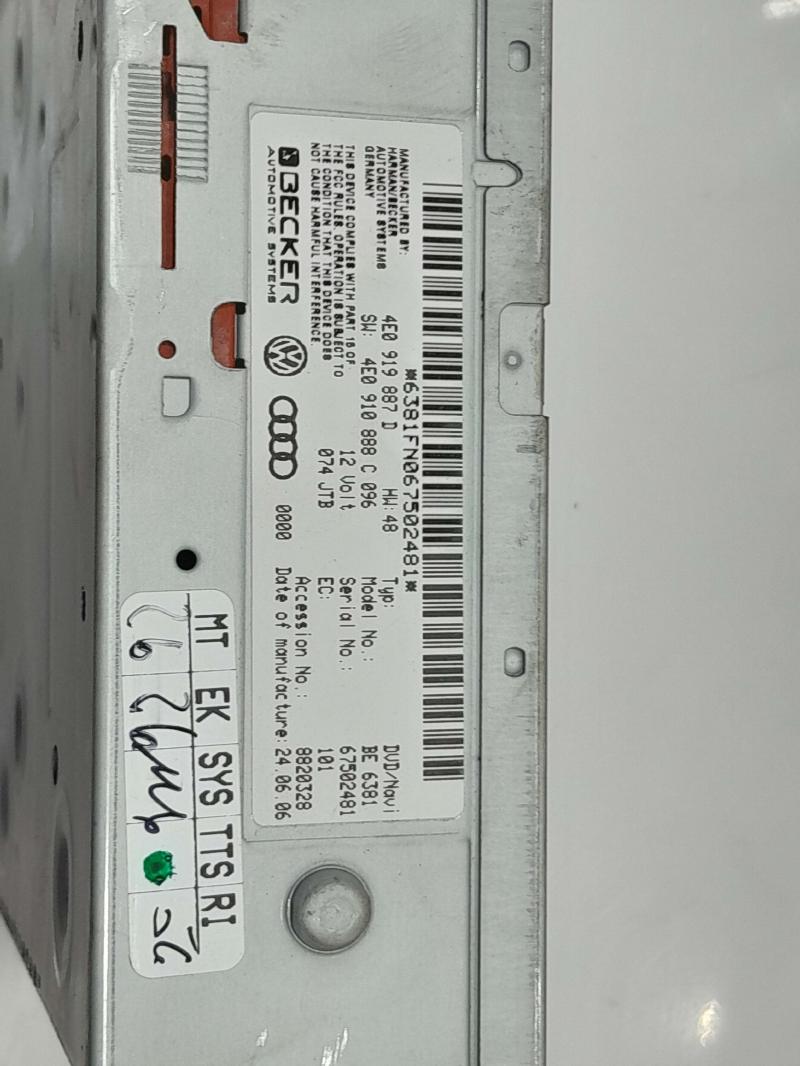 2007 Audi S6 Info-Gps-Tv Screen