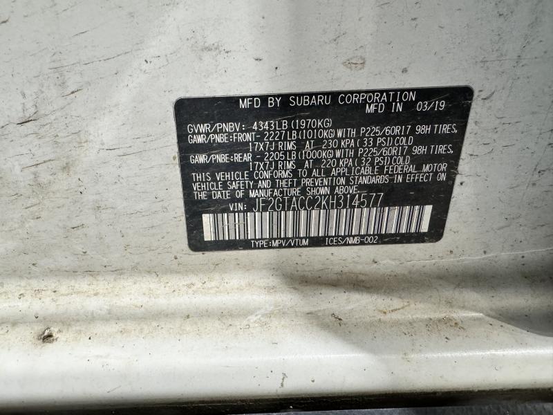 2019 Subaru Crosstrek Center Pillar