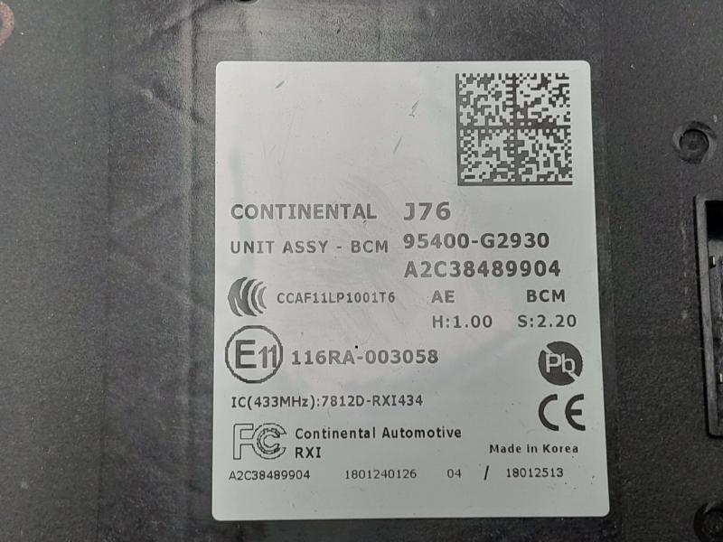 2017 Hyundai Ioniq Body Control Module BCM OEM 95400-G2930 Genuine Part Replacement
