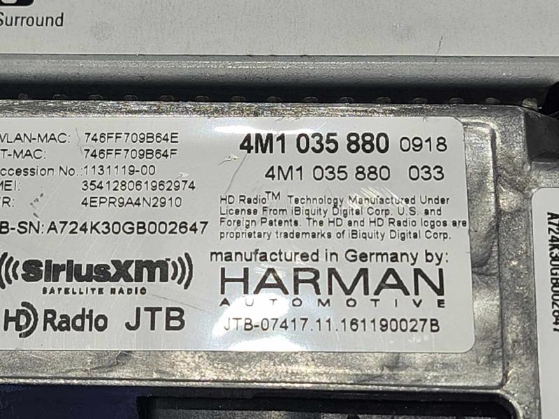 2017 Audi Q7 CD Compact Disc Player Genuine OEM Part 4M1035880