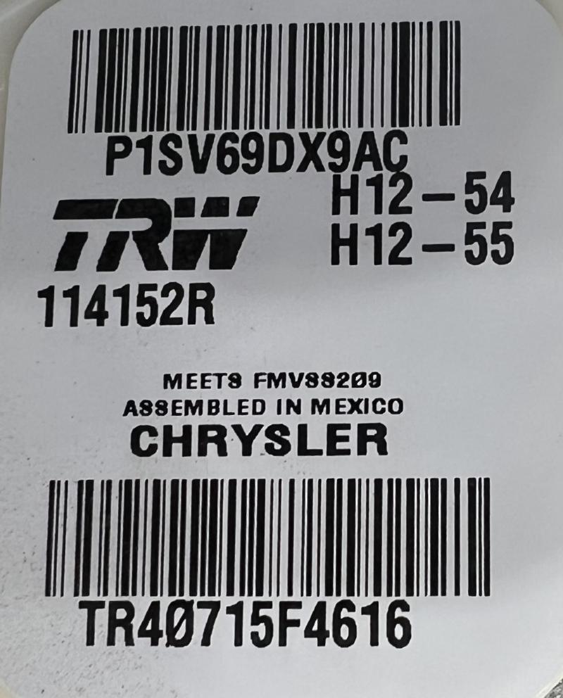 2015 Dodge Dart Rear Seat Belt