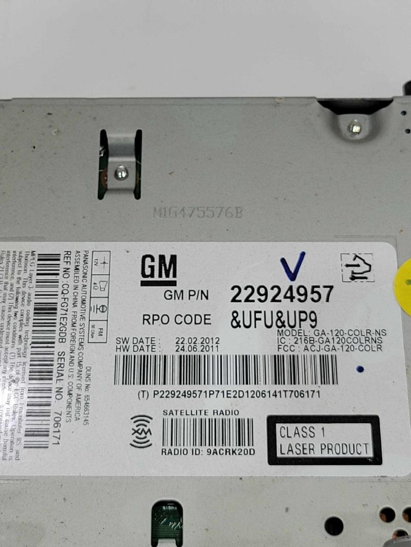 2012 Buick Verano Audio & Visual Equip.(Radio)