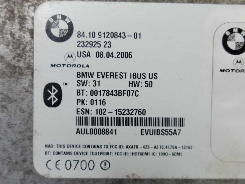 2006 BMW X3 X5 Bluetooth Telematic Control Module Genuine OEM 84109120843