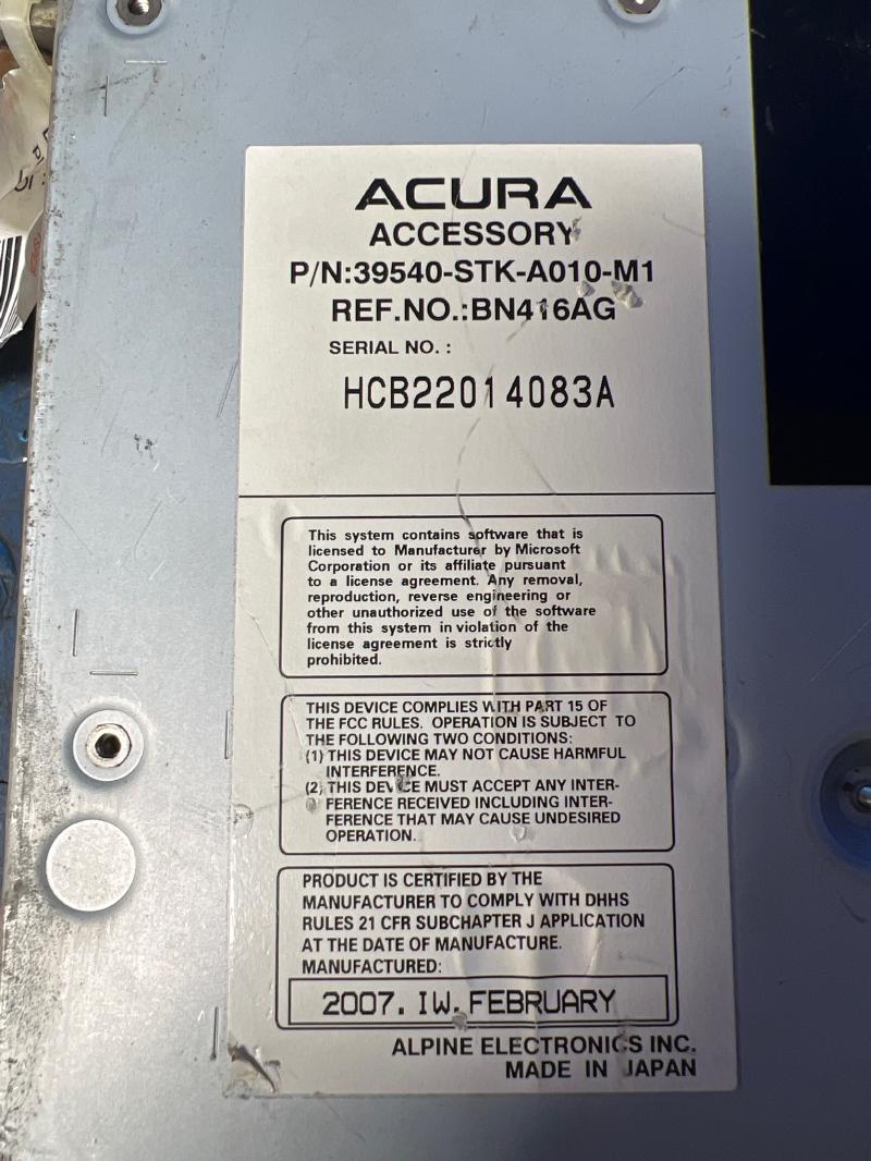 2007 Acura RDX Info-Gps-Tv Screen