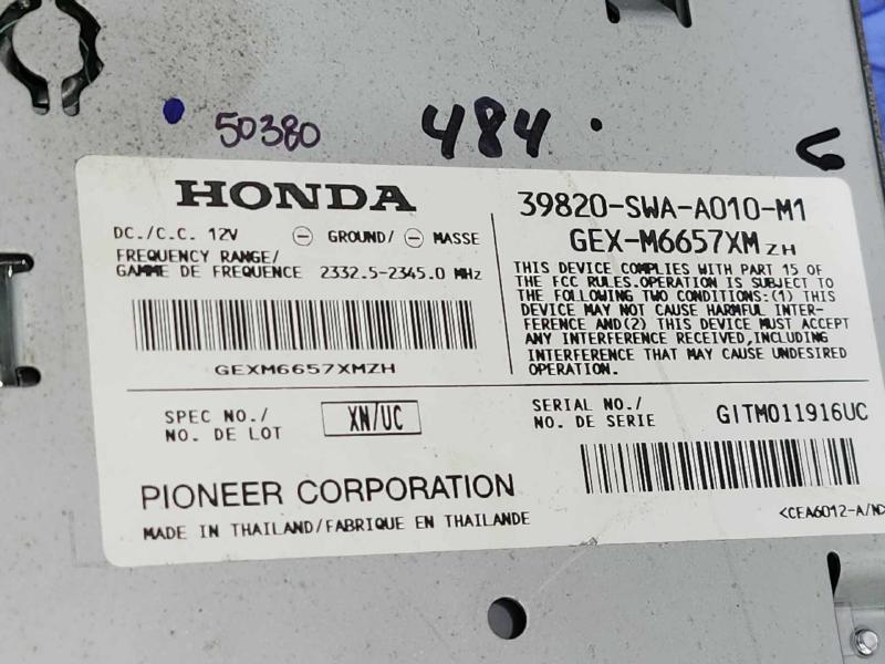 2007-2011 Honda CR-V Satellite Radio XM Receiver Tuner Module OEM 39820SWAA01