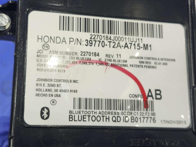 2014 Honda Accord Chassis Brain Box