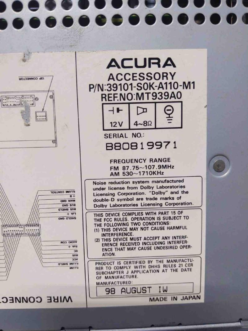 1999 Acura TL Audio & Visual Equip.(Radio)