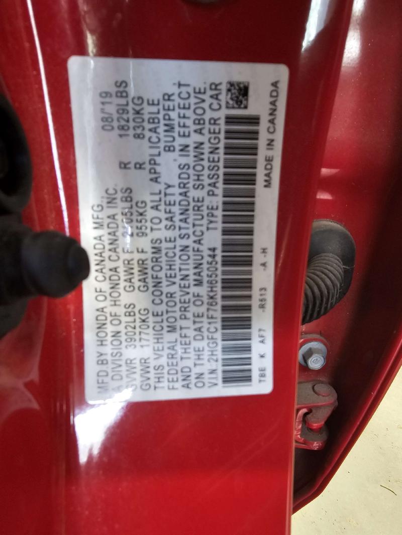 2019 Honda Civic Throttle Body/Valve Assy