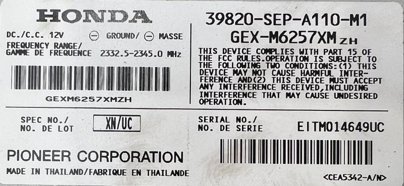 2006 Acura TL Audio & Visual Equip.(Radio)