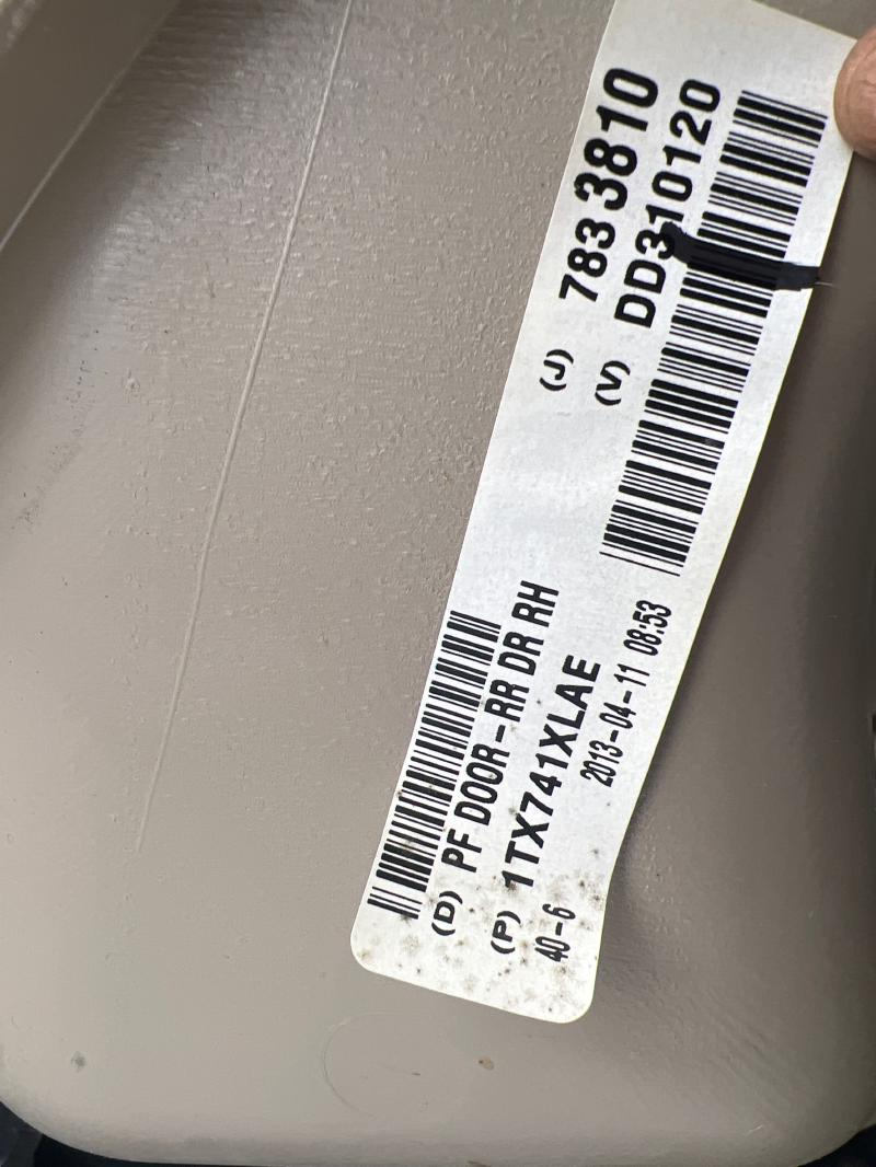 2013 Dodge Dart Rear Door Trim Panel RH Passenger Side Tan Leather OEM 5MY641AWAC