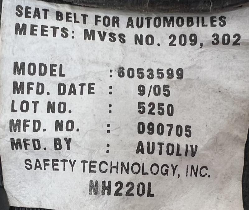 2006 Honda Ridgeline Front Seat Belt